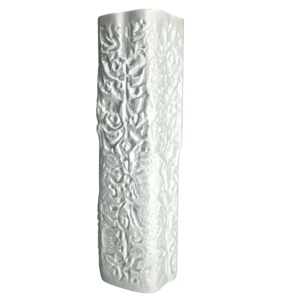 Schwahn‎ Lorenz Hutschenreuther Brutalist White Modernist Bisque Porcelain  Vase